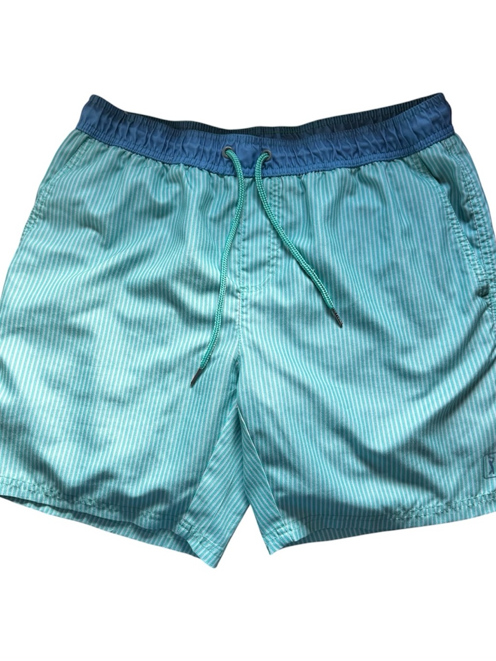 PGA Tour Teal Stripe Swim Trunks L